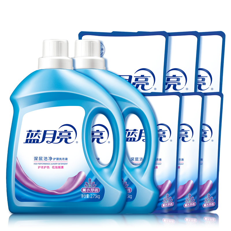 plus会员:蓝月亮 深层洁净洗衣液20斤 2.75kg*2+1kg*3袋+500g*3袋 薰衣草香 强效去污 3.6元/斤，共73.56元（返28超市卡）