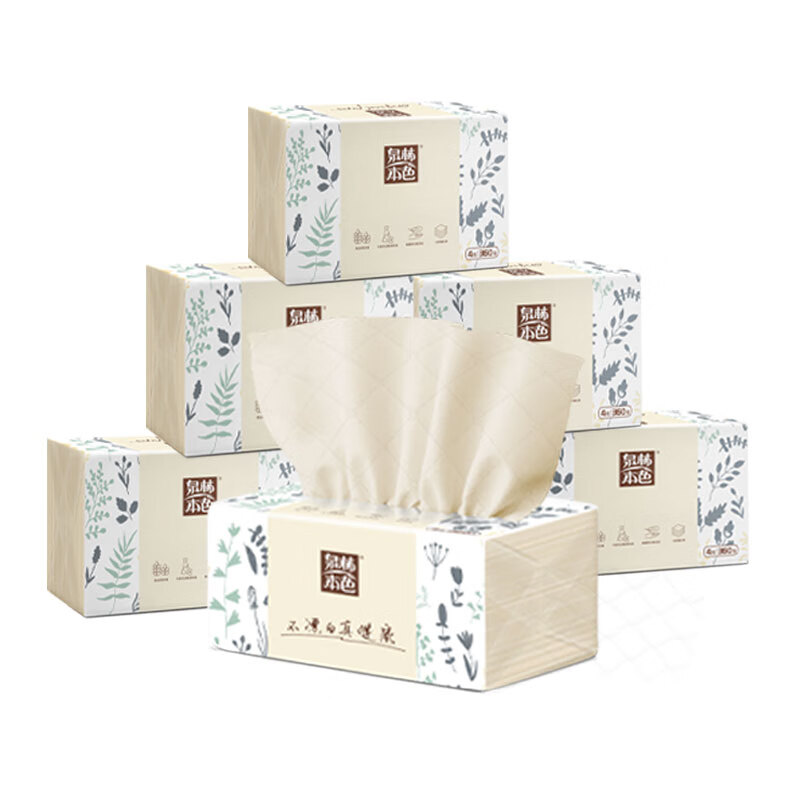 泉林本色抽纸 不漂白本色原生浆抽纸 4层*90抽*6包 5.24元（需领券）(微信小程序购买)
