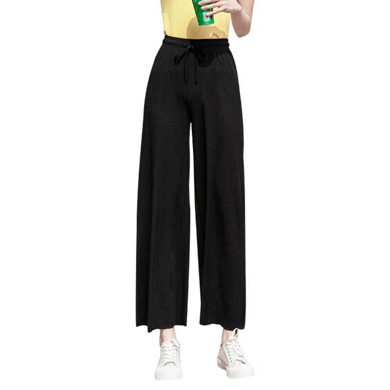 浪莎阔腿裤女 休闲直筒九分高腰女裤垂感 米白 1件 XL码 14.95元（需领券）
