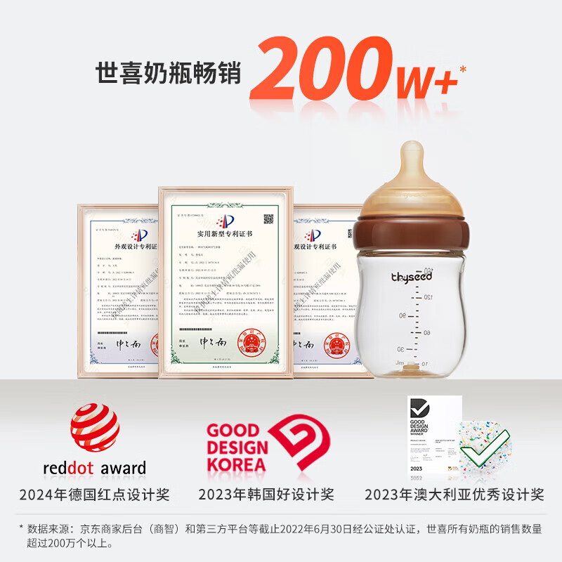 世喜 全家福超值9件套 玻璃奶瓶+大寶寶奶瓶+清洗劑套裝 券后257.21元