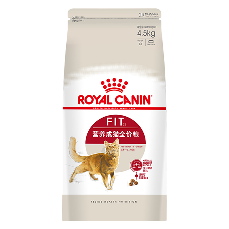 皇家皇家成貓貓糧 營養(yǎng)均衡 F32 通用糧 1-7歲 4.5KG 154.38元