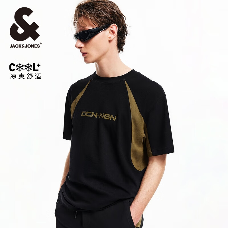 杰克琼斯 杰克·琼斯（JACK&JONES）夏季男装半袖上衣短袖T恤合集 224201186黑色 M 175 券后29元