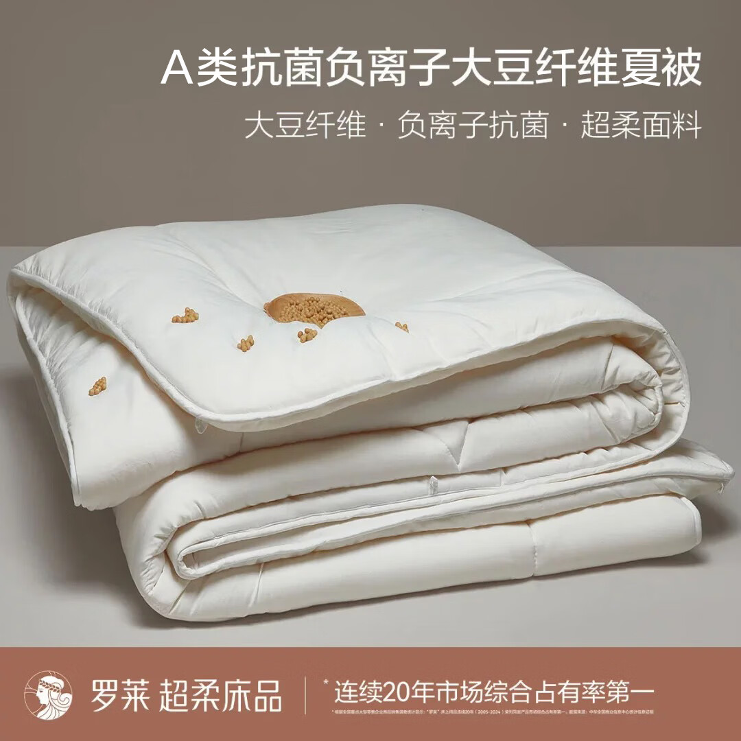 羅萊家紡 A類抗菌大豆纖維夏被 臸柔白 150*215cm 49元