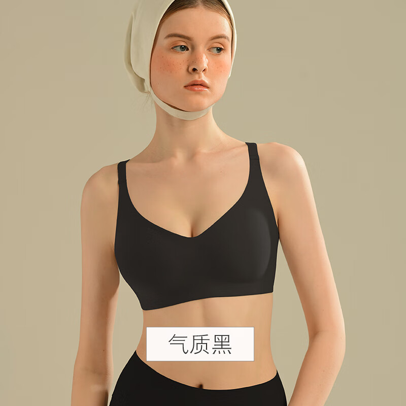 PLUS会员：素肌良品 内衣女文胸果冻条 气质黑 081反重力包容款 38.1元（需领券）
