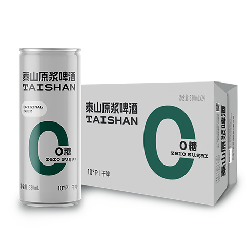 Plus会员:泰山啤酒（TAISHAN）10度干啤原浆啤酒330mL*24罐*2件 78.2元（合39.1元/件）