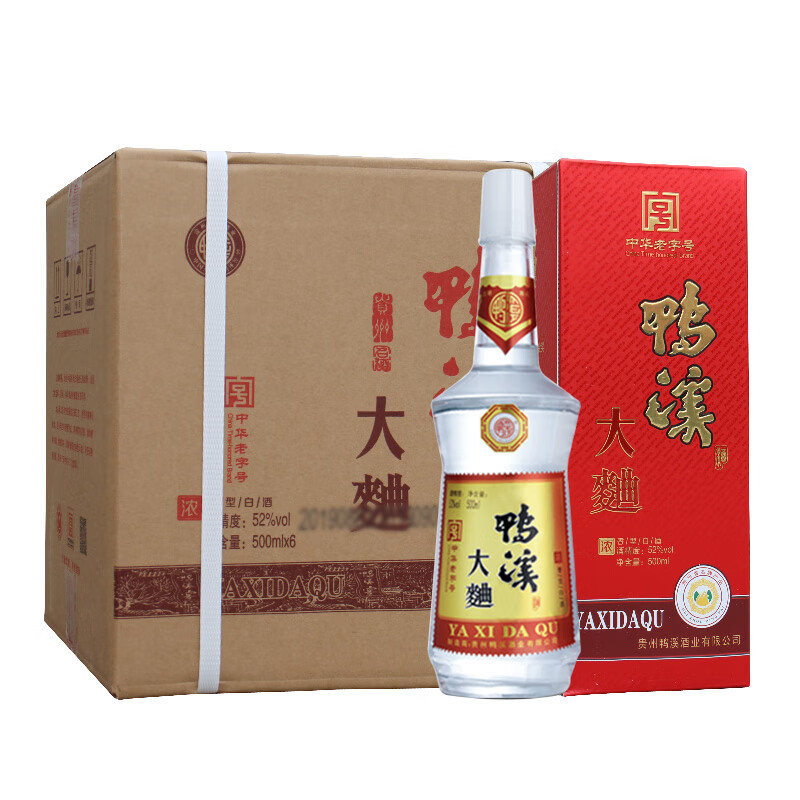限移动端、京东百亿补贴：鸭溪窖 大曲 浓香型白酒 52度 500ml*6瓶 整箱装 父亲节送礼 237.21元