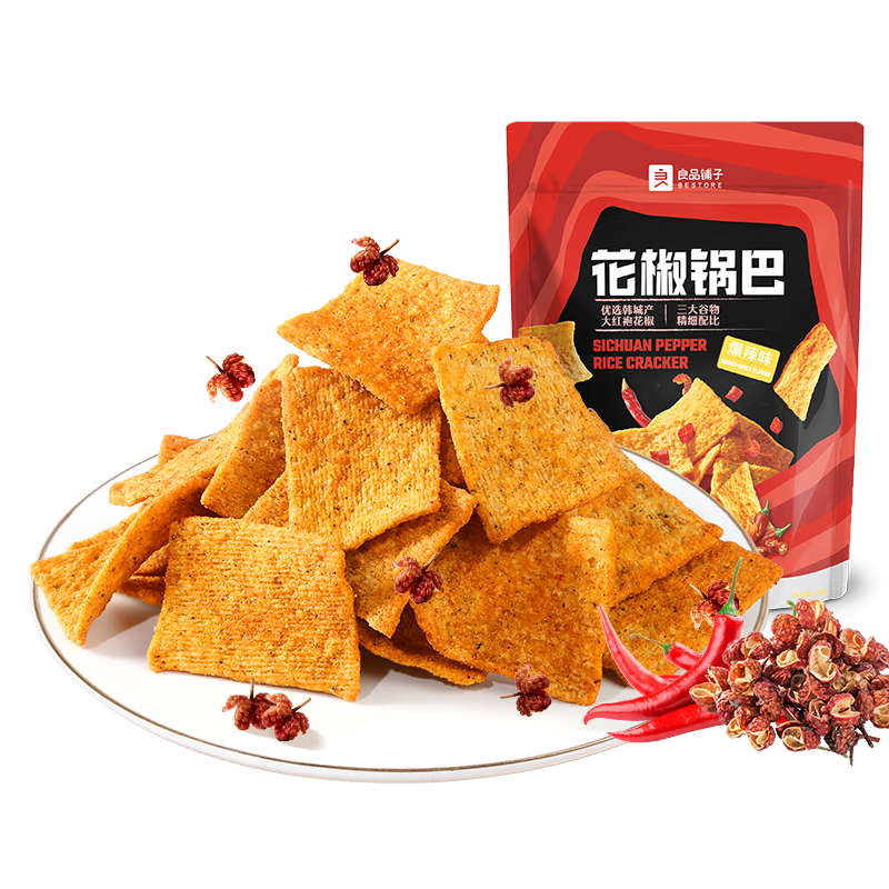 良品铺子花椒锅巴(爆辣味)108g辣味锅巴粗粮锅巴网红膨化零食小吃休闲零食 3.94元（需领券）