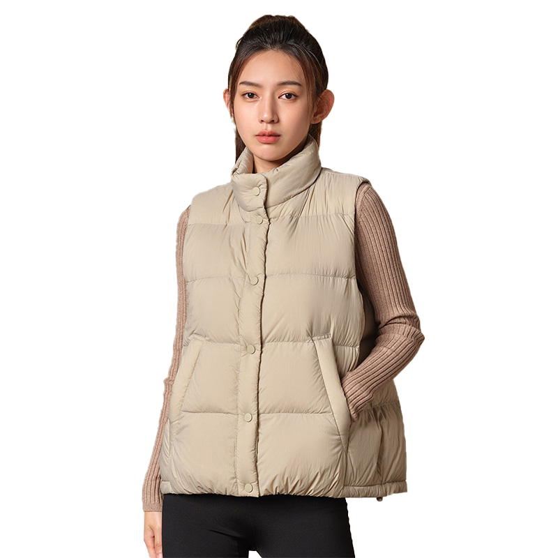 京东PLUS:坦博尔羽绒马甲轻压短款休闲立领背心羽绒服女外套TD236006 奶茶棕 L (170) 150.1元（需领券）