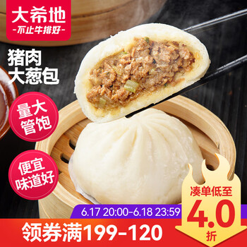 大希地猪肉大葱包 1600g 20个 鲜肉大包子 冷冻早餐半成品 家庭装面点