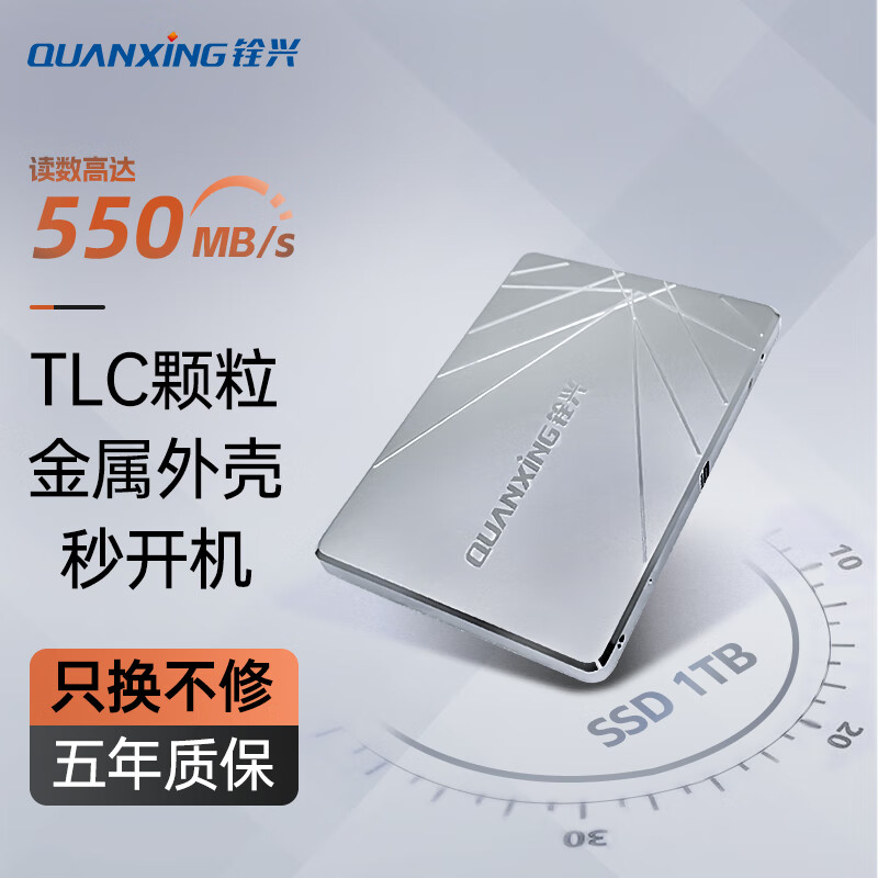 銓興 S101 1TB SSD固態(tài)硬盤 TLC顆粒 SATA3.0接口 288.36元