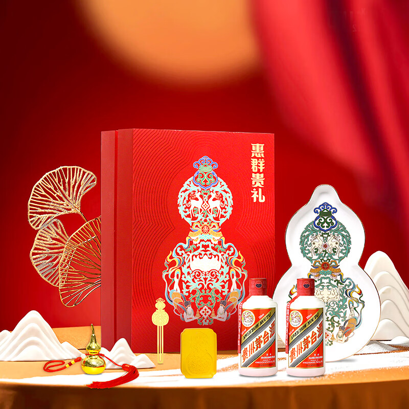 京东PLUS：茅台 MOUTAI 飞天惠群贵礼 福禄双全 龙年礼盒 酱香型白酒 53度 200ml*2瓶装 1588元