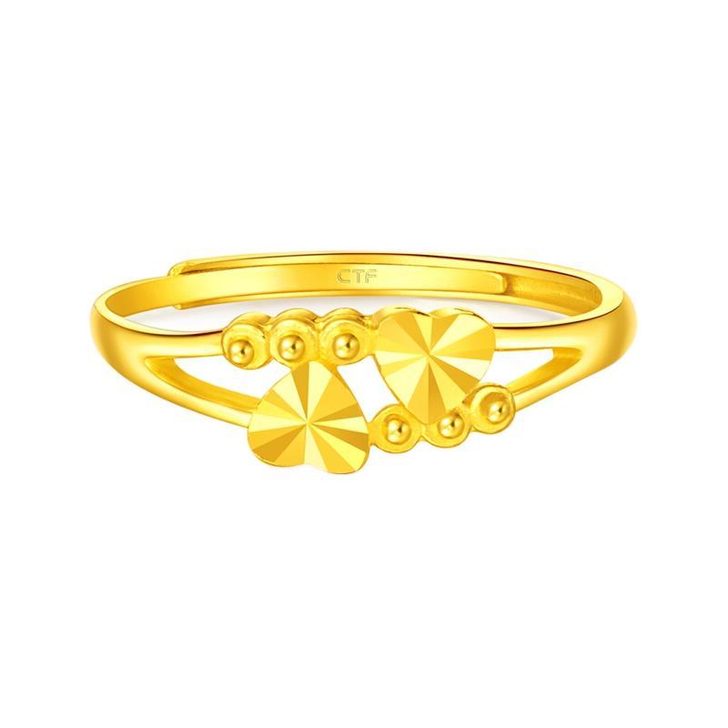 20點開始：周大福 CHOW TAI FOOK EOF46 女士心形活口足金戒指 1.85g 1402元（雙重優(yōu)惠）