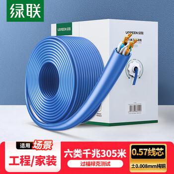 绿联 六类千兆工程网线【0.57±0.008mm纯铜线芯】 305米 11259