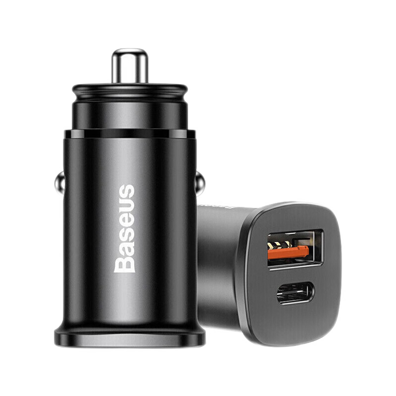 倍思（Baseus）車載充電器30W雙口快充點(diǎn)煙器一拖二多協(xié)議快充多設(shè)備兼容 【U+C】方形30W適用蘋果安卓 20元