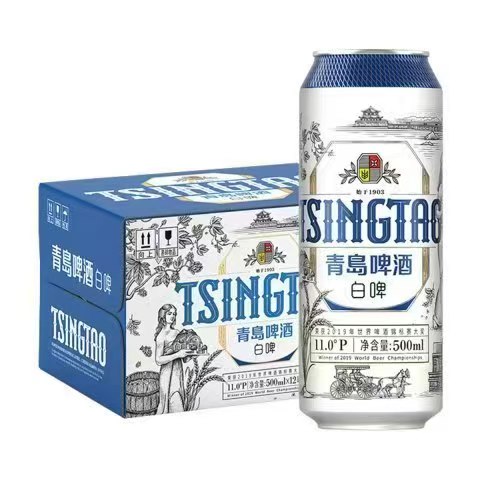 青島啤酒 TSINGTAO 神車??全麥白啤原麥汁濃度11°P500mL*12罐 贈全麥白啤330mL*6罐 61.62元（需買2件，需用券）