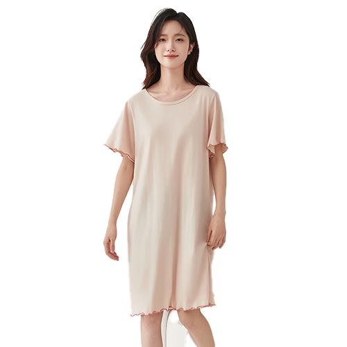頂瓜瓜睡裙女純棉春夏舒適短袖可外穿睡衣家居服女23337 欲晚桔 170  38.7元