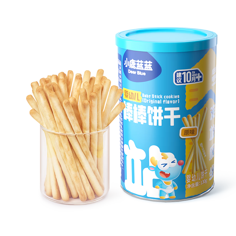 小鹿蓝蓝 婴幼儿棒棒饼干 原味 130g 4.29元