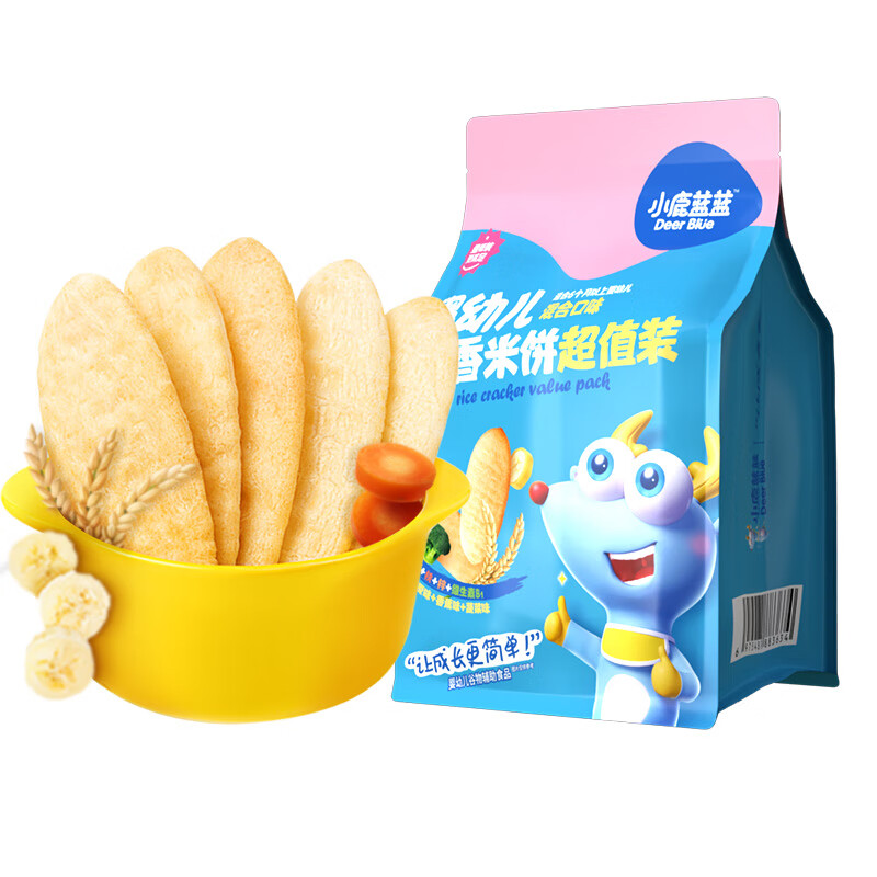 小鹿蓝蓝 婴幼儿米饼零食香米饼3口味混合120g(60片)宝宝零食超值装 券后14.9元
