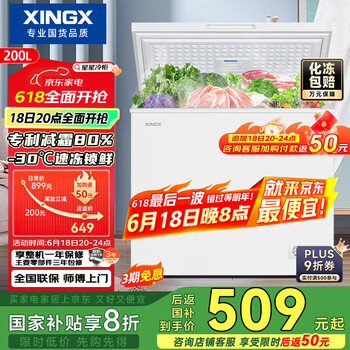 星星 XINGX 200升小型冰柜家用 冷藏冷冻转换冷柜 商用大容量减霜净味 节能顶开冰箱
