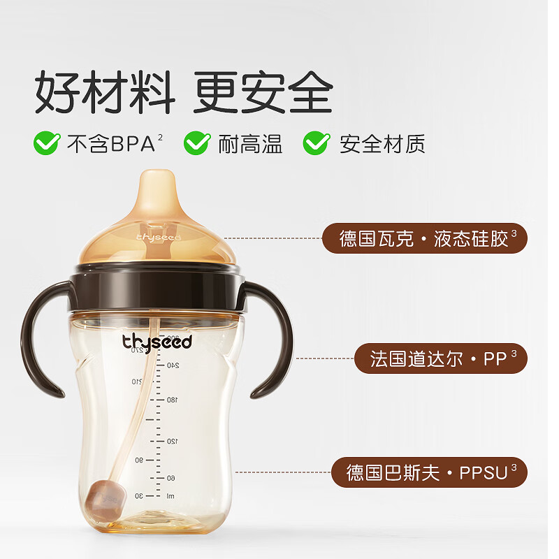 世喜 婴儿学饮杯水杯7个月+宝宝鸭嘴杯PPSU喝水奶瓶牛奶吸管杯300ml 吸管杯 300ml 7月+ 104.83元