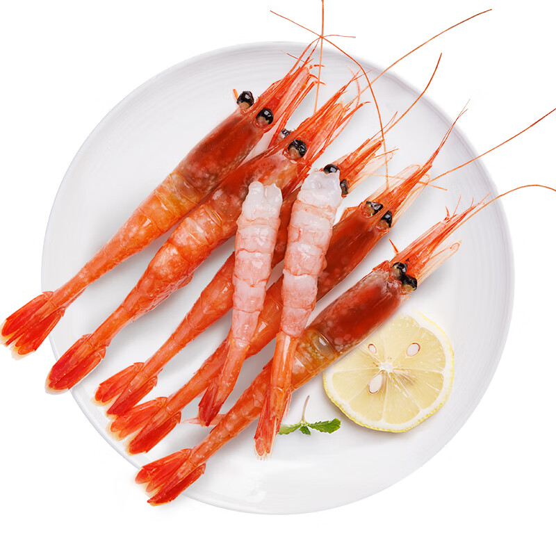 美加佳 格陵兰带壳北极甜虾刺身 1kg 40-60/kg生甜虾 解冻即食 77.25元