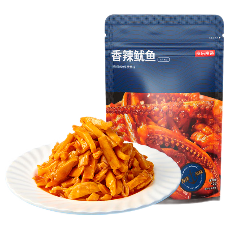 京東京造 香辣魷魚40g*2 海味休閑零食 即食小魚干海鮮小吃 11.78元/件（需買5件）