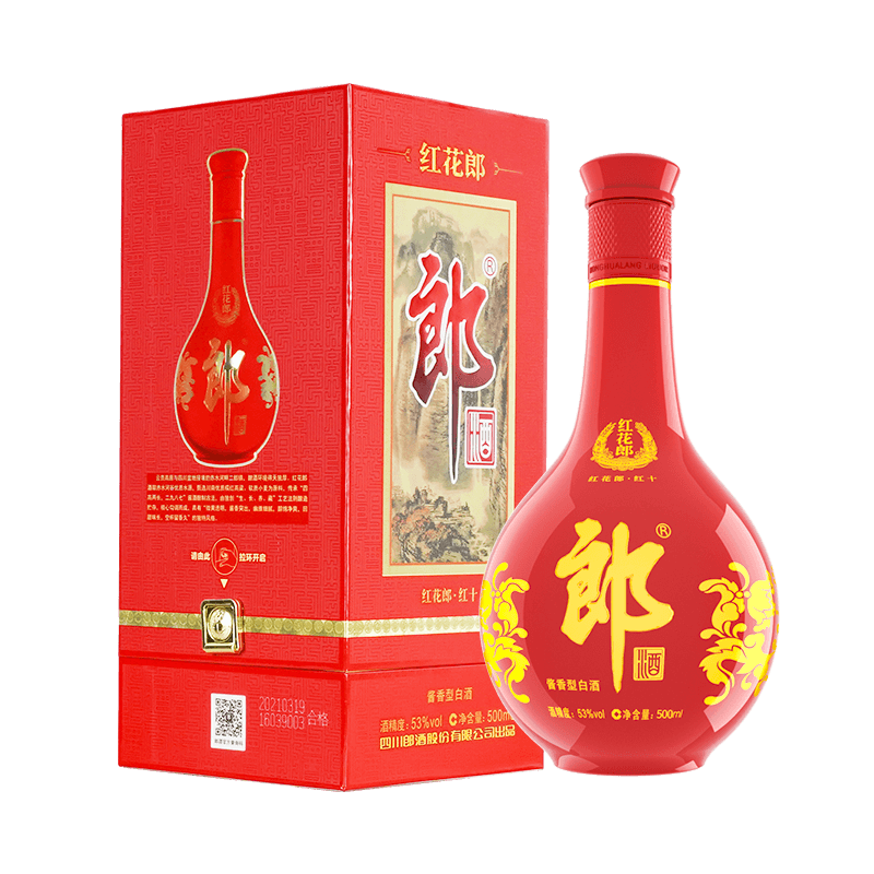 郎酒 红花郎 红十 第四代 53%vol 酱香型白酒 500ml 单瓶装 249.78元