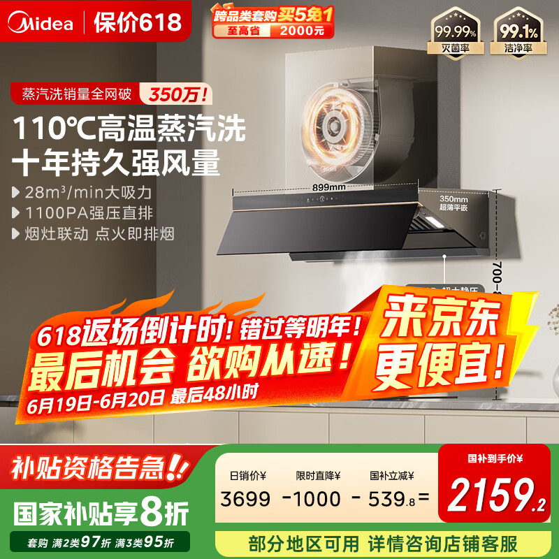 美的 CXW-140-AK7 PRO 欧式吸油烟机 2042.6元