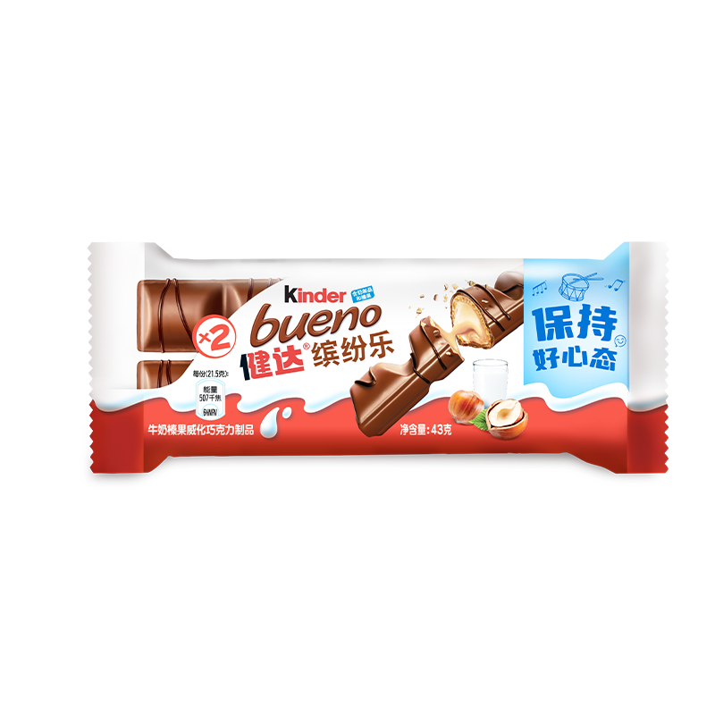 PLUS包郵: 健達(dá) 繽紛樂(lè)巧克力1包2條裝43g牛奶榛果威化 5.83元