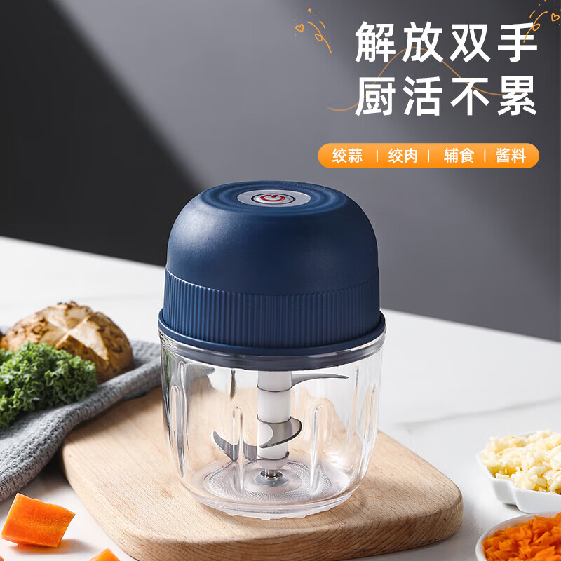 蒜泥神器捣蒜器电动打蒜器搅蒜虾绞肉机拉蒜蓉家用大蒜末搅碎 二叶刀 0.26L 德芯电机（绞蒜、辣椒） 3.45元（需领券）