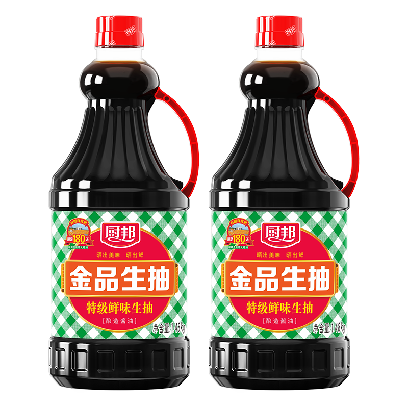 厨邦酱油 金品生抽 特级酿造 凉拌炒菜提鲜调味 1.48kg*2 17.86元