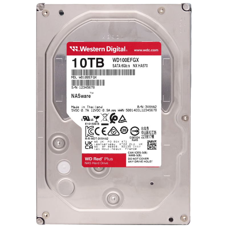 西部数据 机械硬盘 WD100EFGX 10TB、7200转、512MB、SATA、3.5英寸 2054.78元