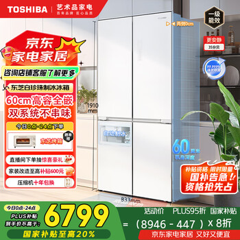 国家补贴：东芝 白珍珠系列 549双系统冰箱 GR-RF549WI-PM165