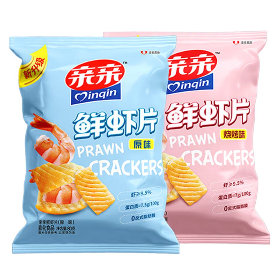 亲亲 原味虾条 80克 任选3种口味 7.7元（合2.57元/件）