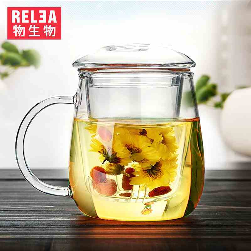物生物 耐热玻璃杯男女士办公室花茶杯泡茶杯带盖加厚带滤芯喝茶杯子 500ml 29.9元
