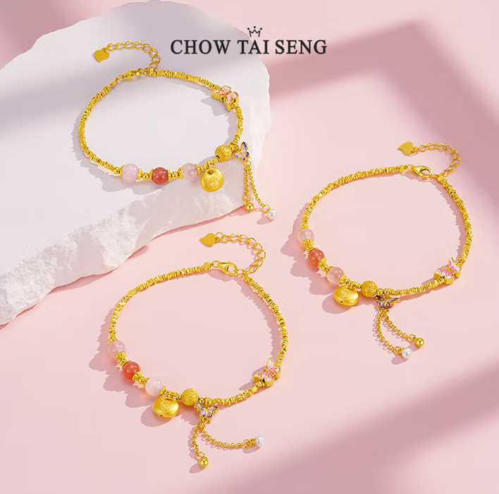CHOW TAI SENG 周大生 莲华净·应福碎银子新中式S925纯银手链 ￥179