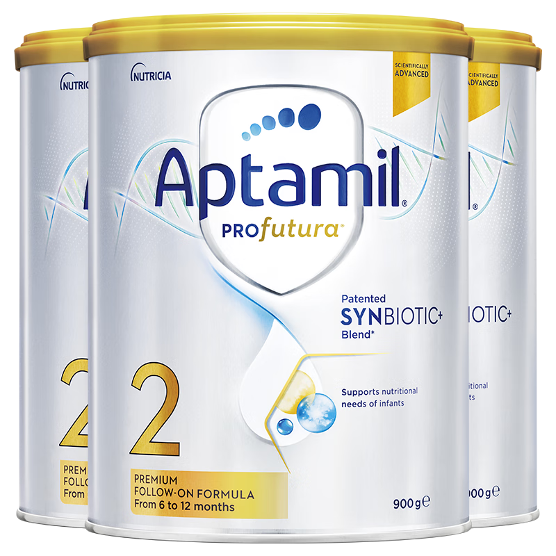 aptamil/爱他美 澳洲白金版 2段 婴幼奶粉 900g 3罐 711.75元