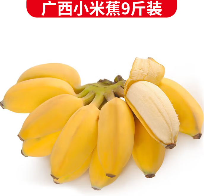 1.77元/斤！静益乐源 广西小米蕉 净重9斤