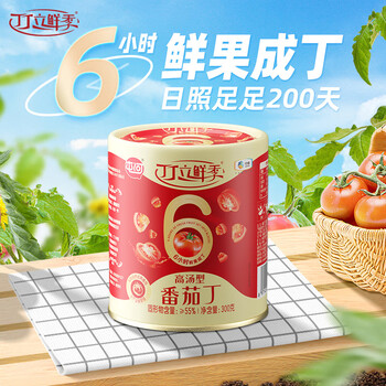 屯河丁丁立鲜季高汤番茄丁300g0添加剂西红柿块番茄酱罐头