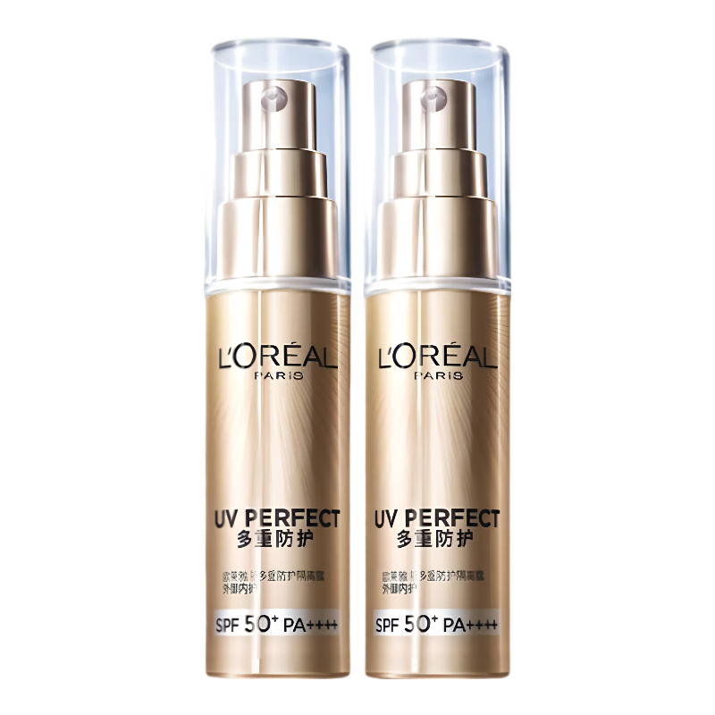 L\'OREAL PARIS 欧莱雅小金管防晒霜户外隔离霜防晒霜套装SPF50+ 小金管防晒30ml*2 券后54.9元