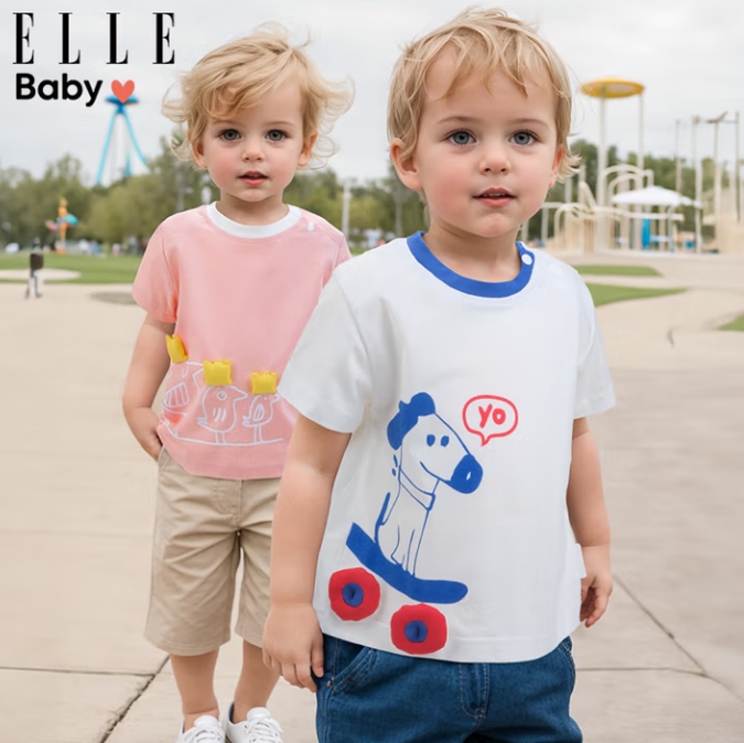 5款可选！ELLE BABY 儿童T恤动物卡通图案棉透气T恤 ￥15.99