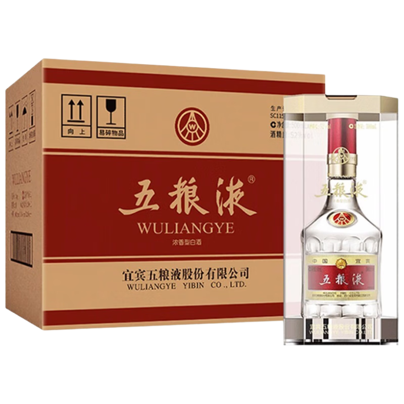 再降价、plus会员：五粮液 浓香型白酒 52度、500ml*6 2022年原箱整箱 5304.39元