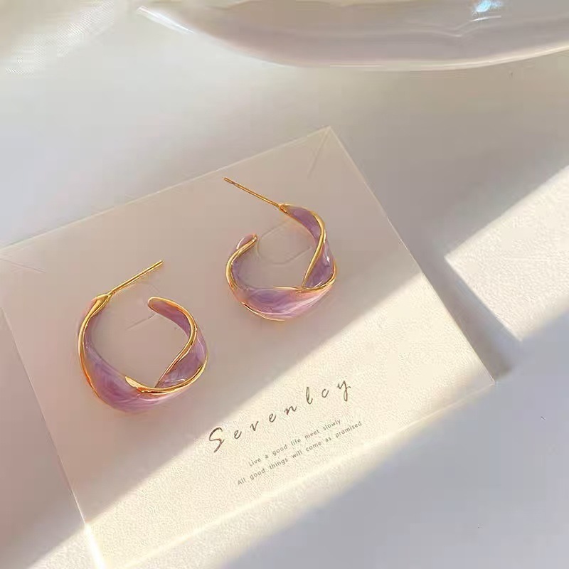S925银针法式扭曲耳钉个性小巧几何耳环网红新款潮耳饰