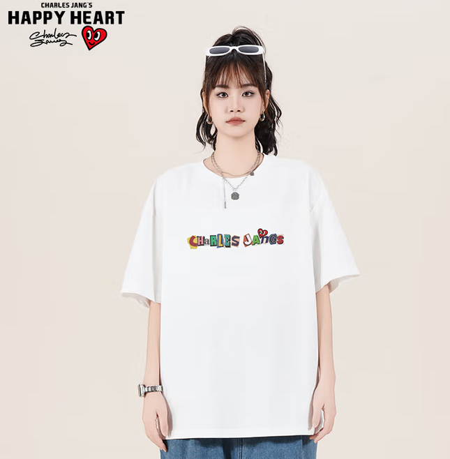 Charles Jang\'s Happy Heart 查尔斯桃心 男女同款潮流印花短袖T恤 多色 ￥55