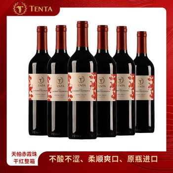 天帕（TENTA）智利中央山谷原瓶进口天帕赤霞珠干红葡萄酒品种级红酒 750ml*6瓶