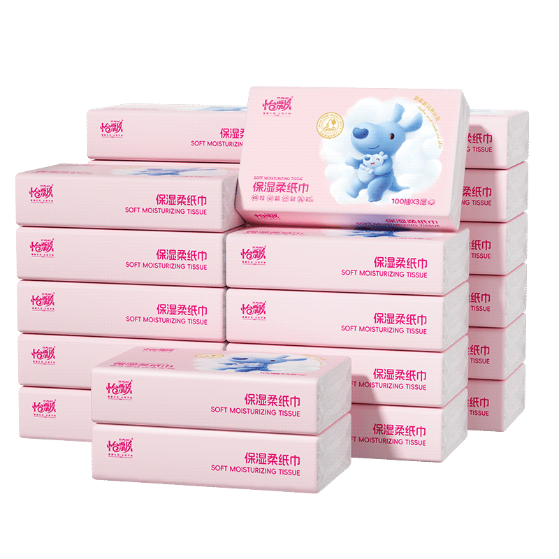 怡飘 乳霜抽纸 3层、100抽*24包两件 74.68元（需领券，合37.34元/件）