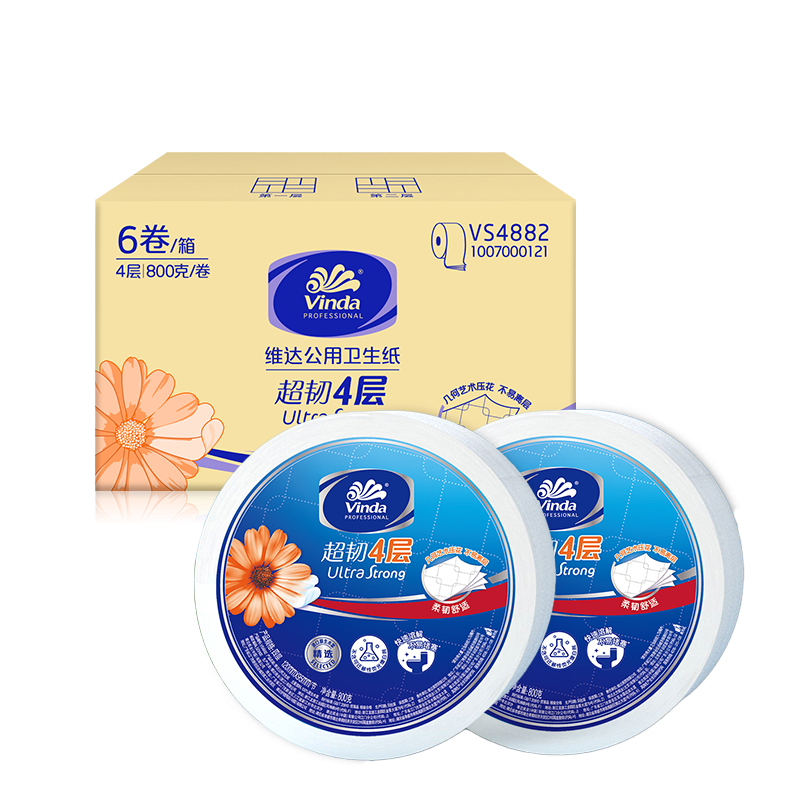 Vinda/维达 超韧800g 大盘卷纸 4层 6卷 74.5元（需领券）