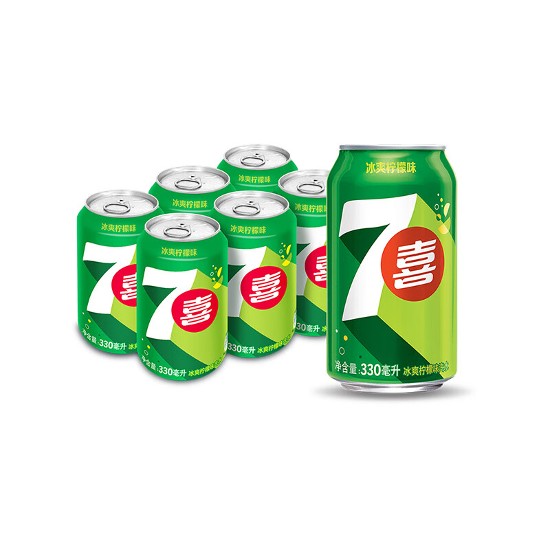 七喜 柠檬味碳酸饮料330ml*6听 券后5.9元