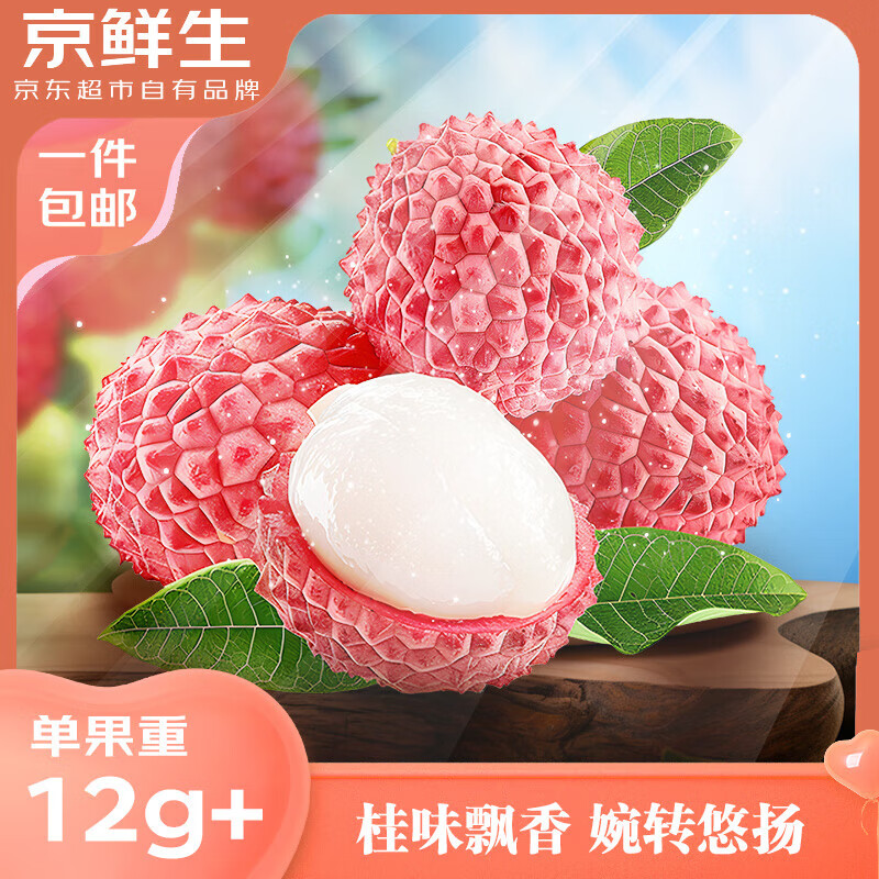 京鲜生 广东桂味荔枝 净重5斤单果12g+新鲜水果 源头直发 49.9元