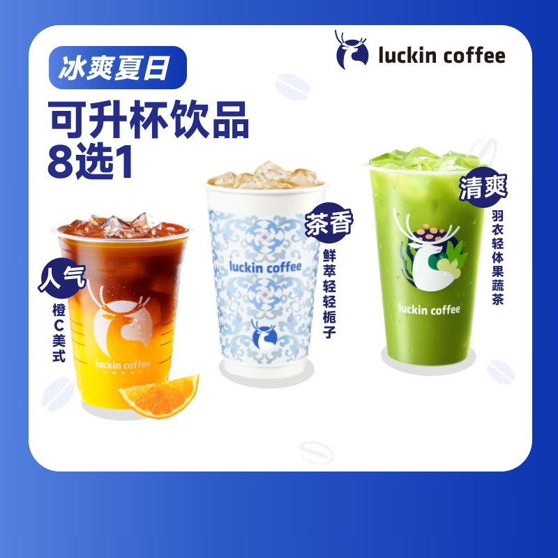 瑞幸咖啡 可升杯美式系列4选1-大杯-7天有效-限自提-到店券 10.9元